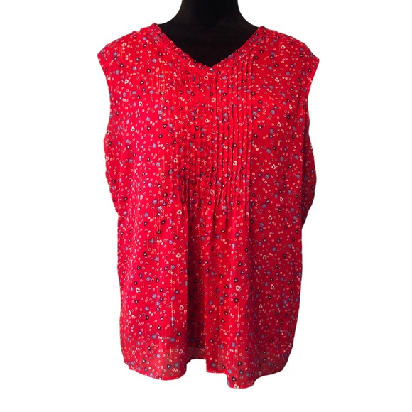 Westport Red Floral Pleated Front Blouse size Large - Picture 5 of 8